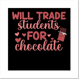 Funny Will Trade Students for Chocolate Teachers Valentines Posters and Art